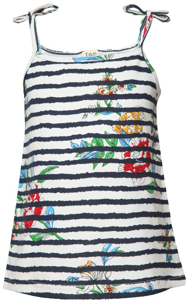 

Tales Stories Girl Cotton Striped T shirt - White
