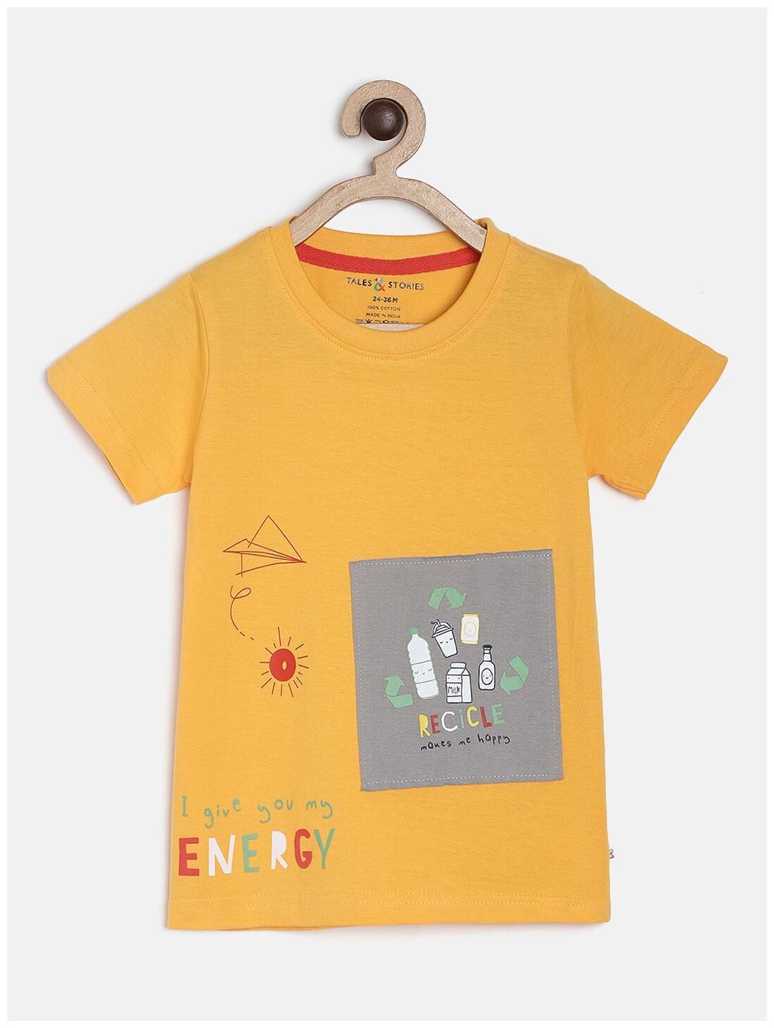 

Tales Stories Cotton Printed T shirt for Baby Boy - Yellow