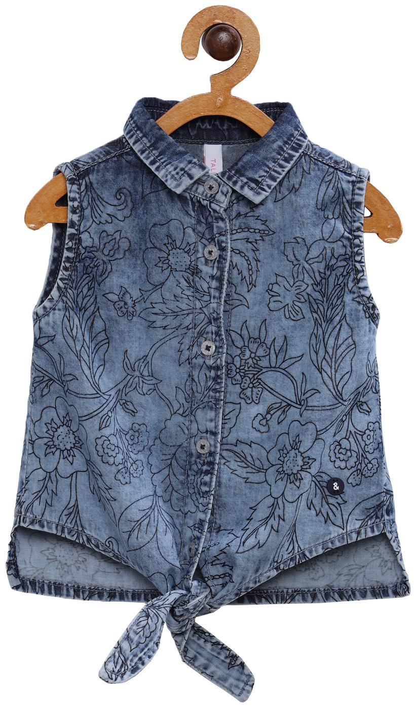 

Tales Stories Girl Cotton Floral Top - Blue