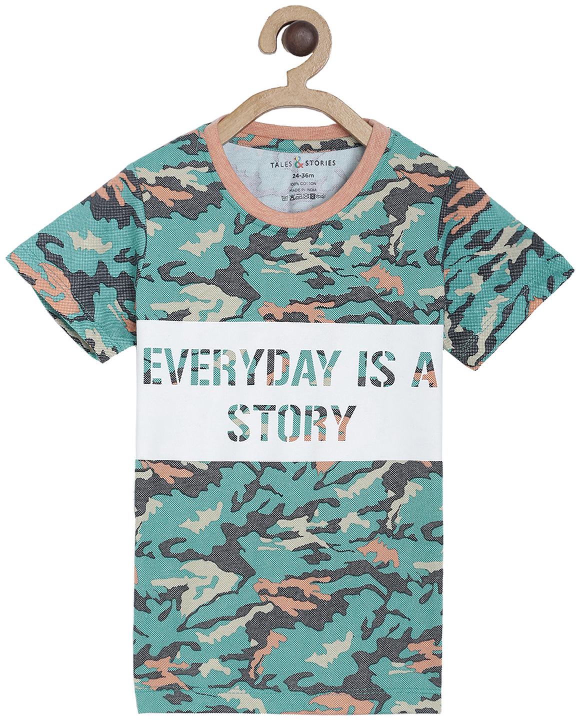

Tales Stories Boy Cotton Printed T-shirt - Green