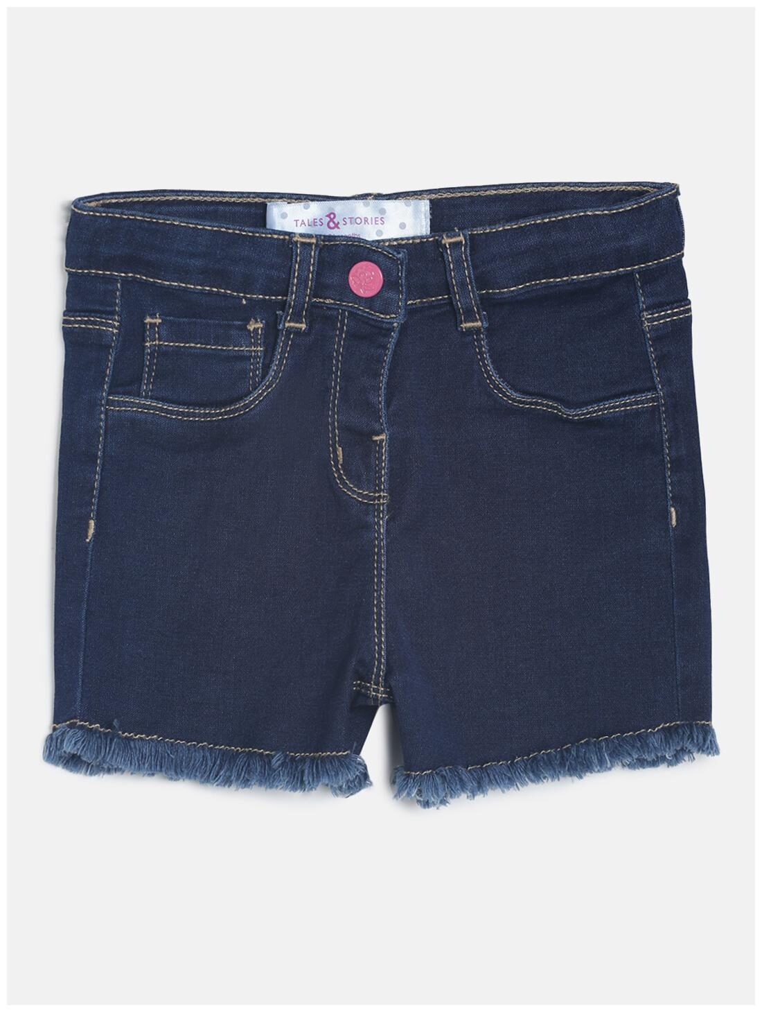 

Tales Stories Girl Cotton Solid Denim shorts - Blue