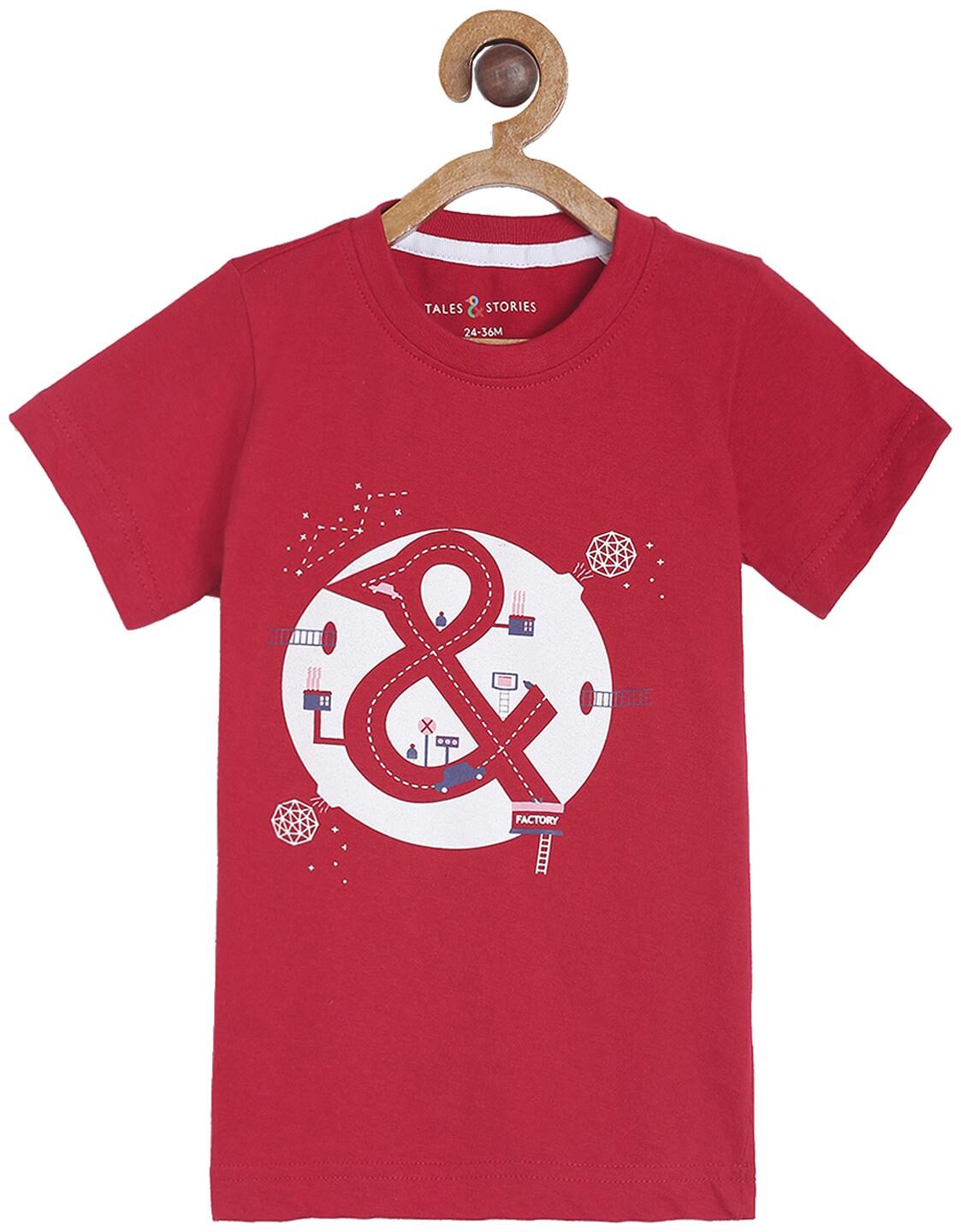 

Tales Stories Boy Cotton Printed T-shirt - Red