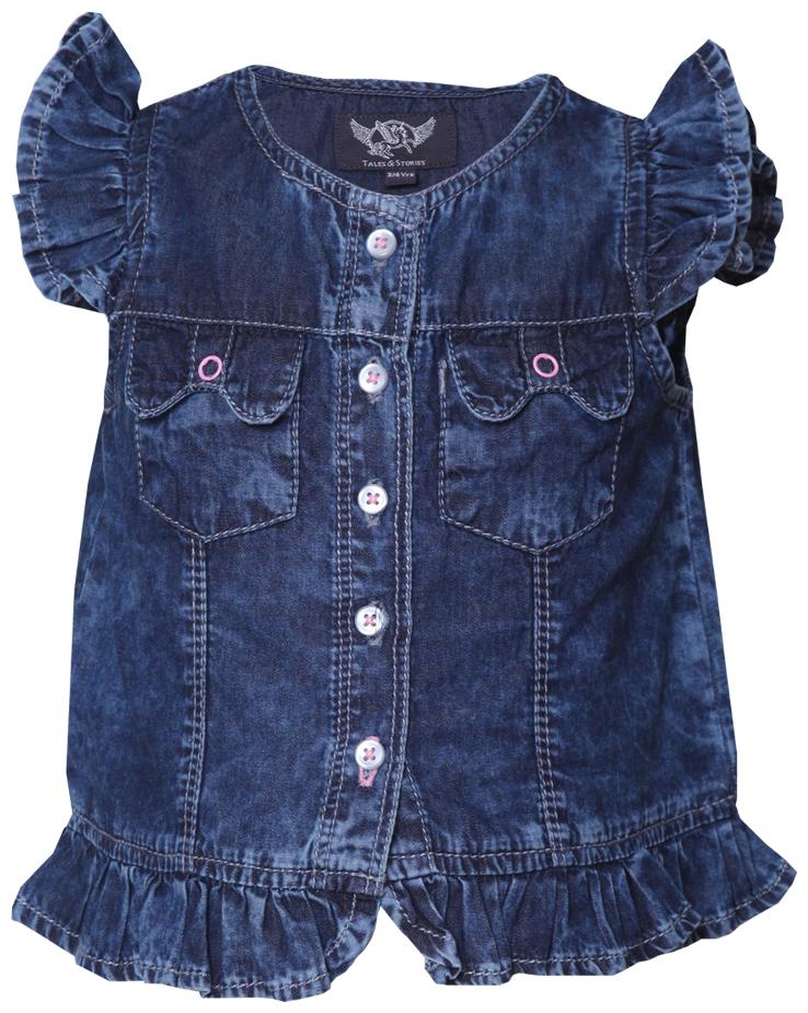 

Tales Stories Girl Denim Solid Top - Blue