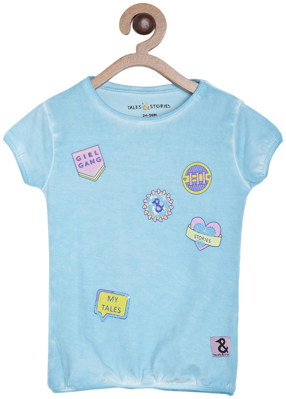 

Tales Stories Girl Cotton Printed Top - Blue