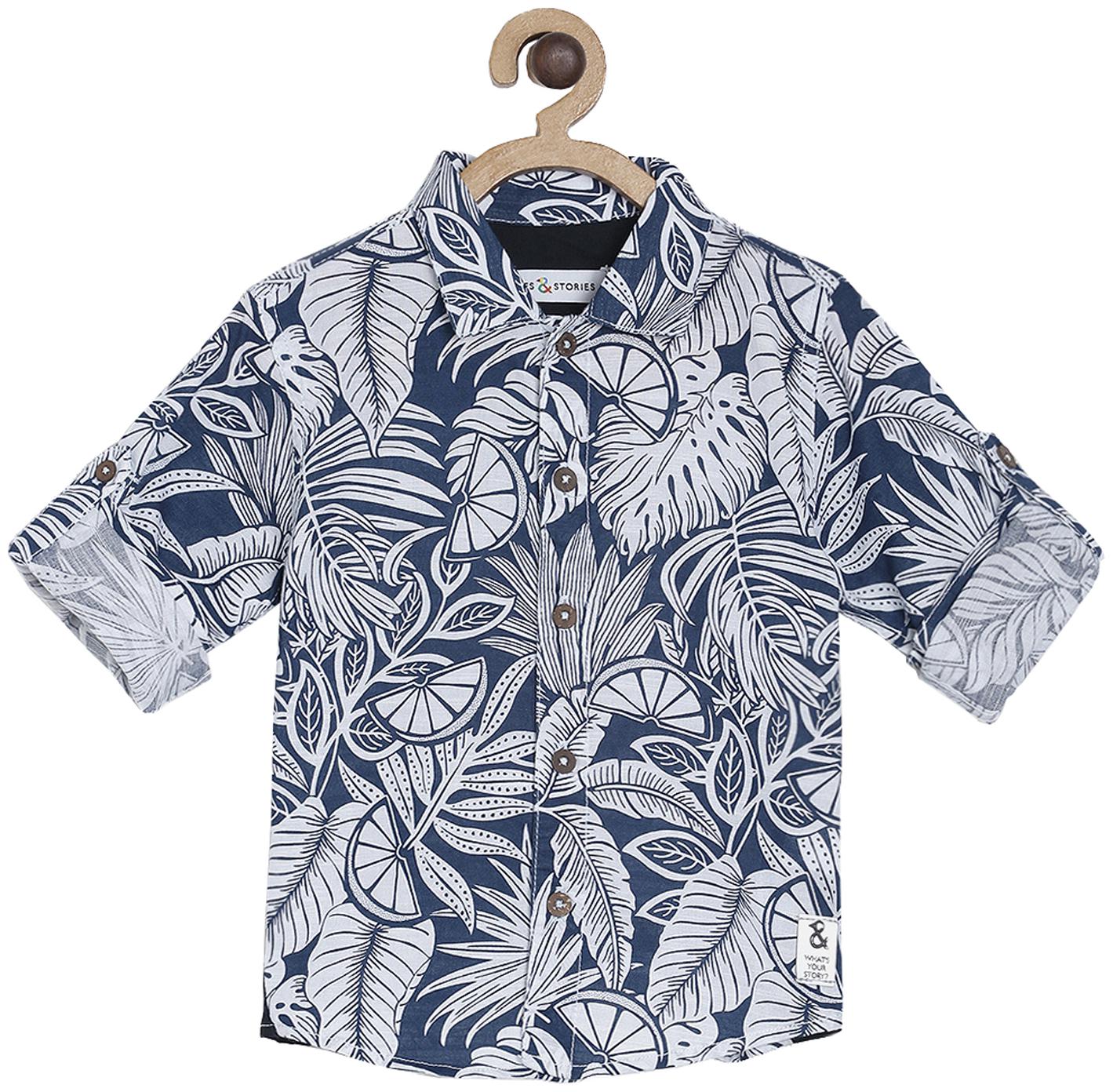 

Tales Stories Boy Cotton Printed Shirt Blue