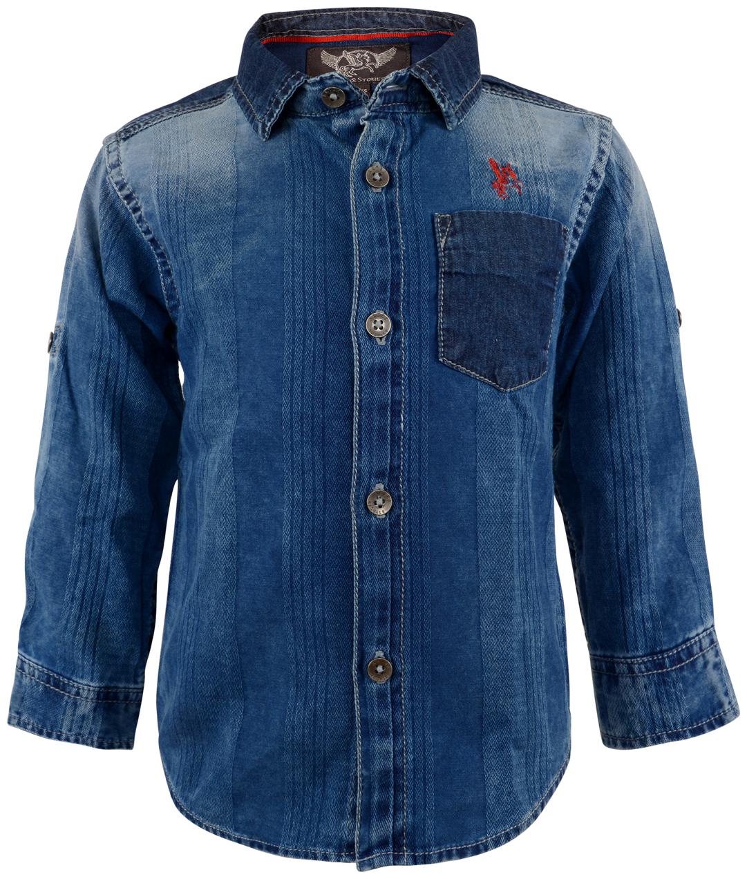 

Tales Stories Boy Cotton Solid Shirt Blue