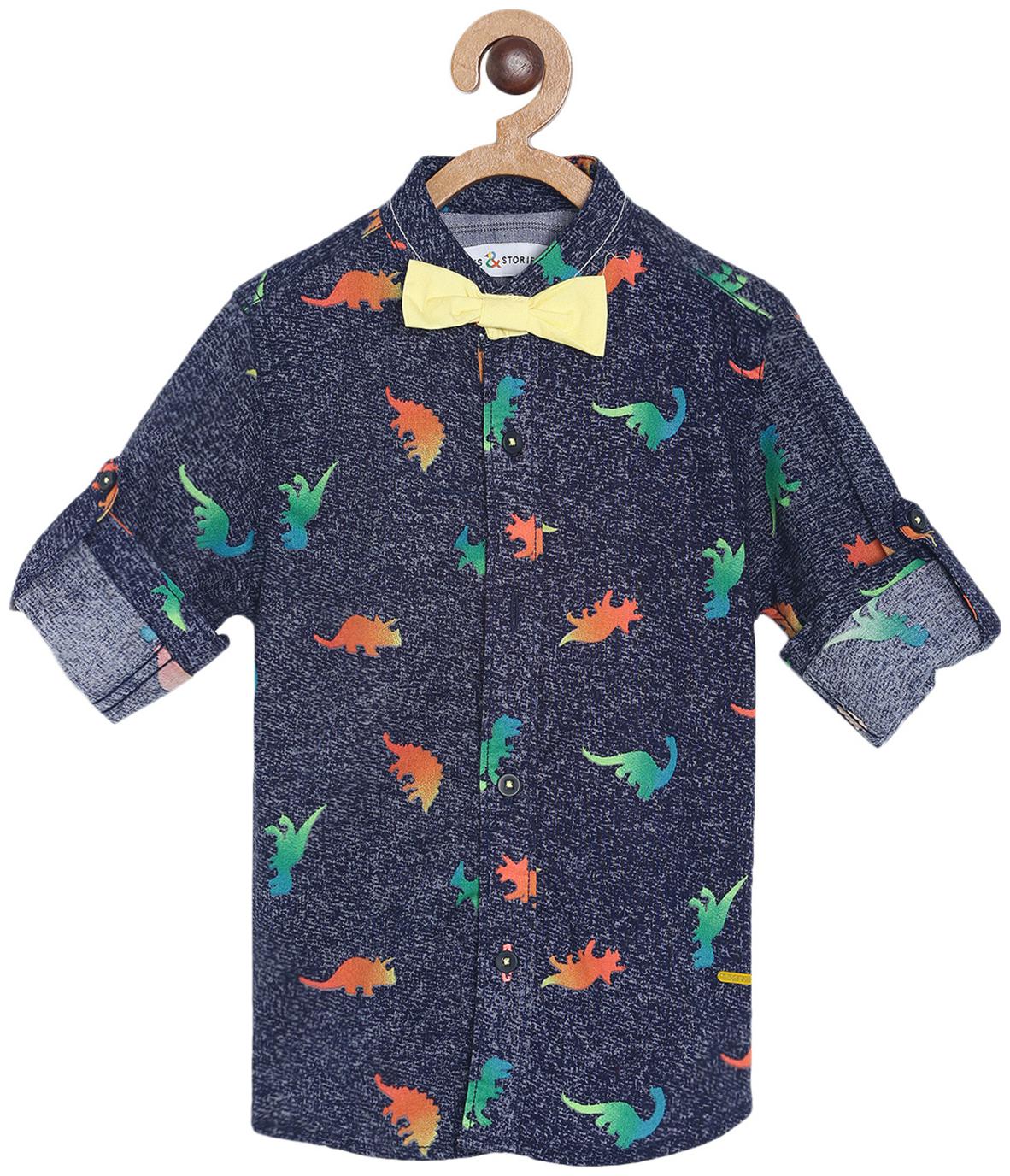 

Tales Stories Boy Cotton Printed Shirt Blue