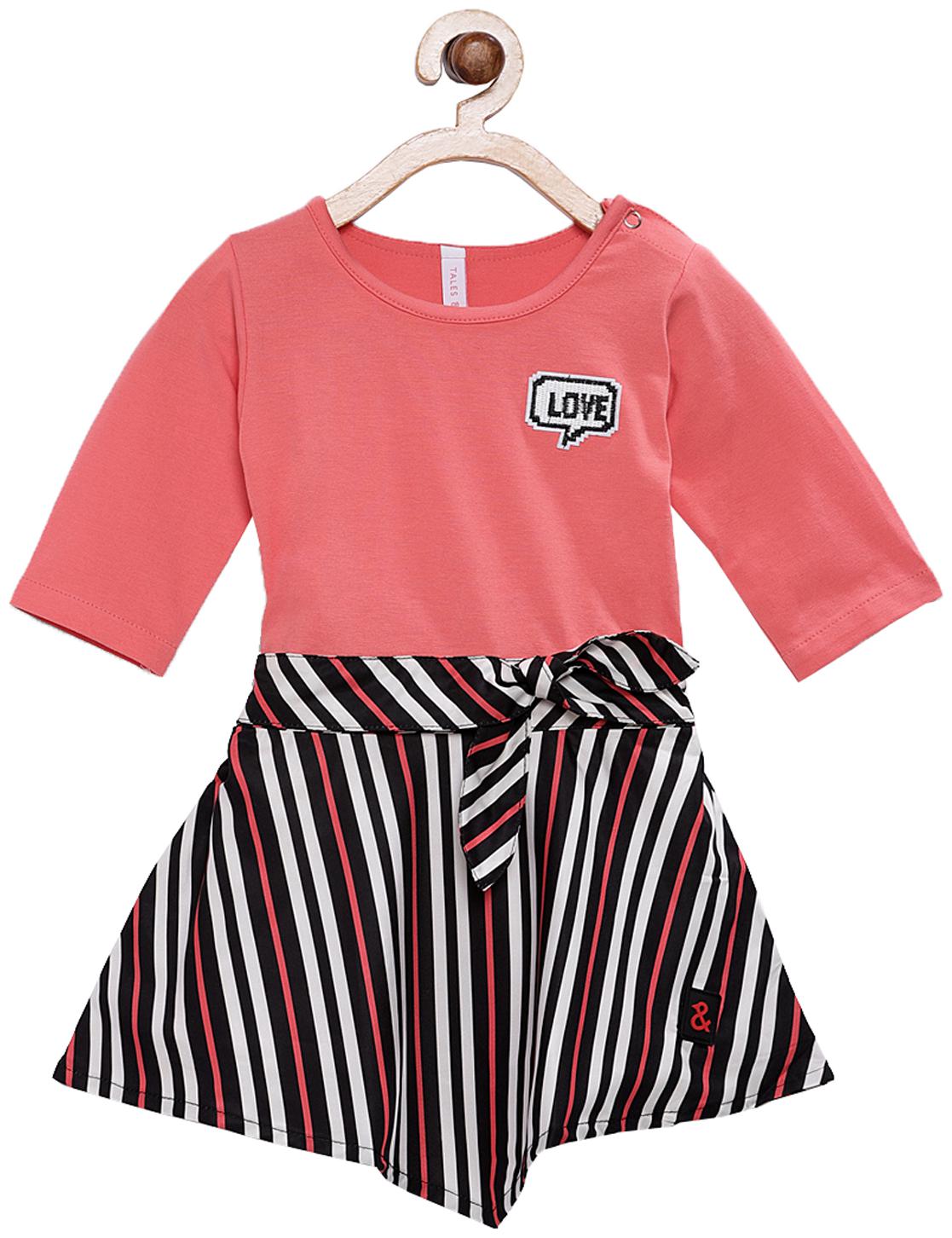 

Tales Stories Pink Cotton 3 4th Sleeves Midi Princess Frock ( Pack of 2 )