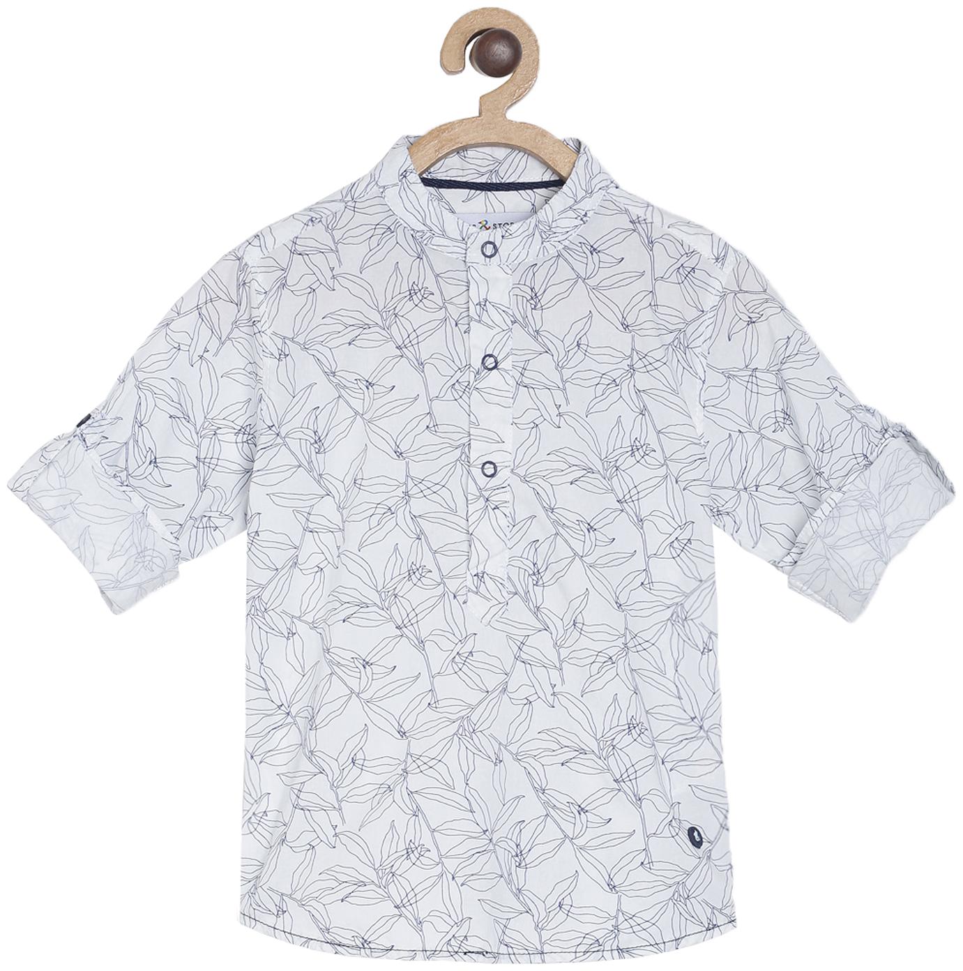 

Tales Stories Boy Cotton Floral Shirt White