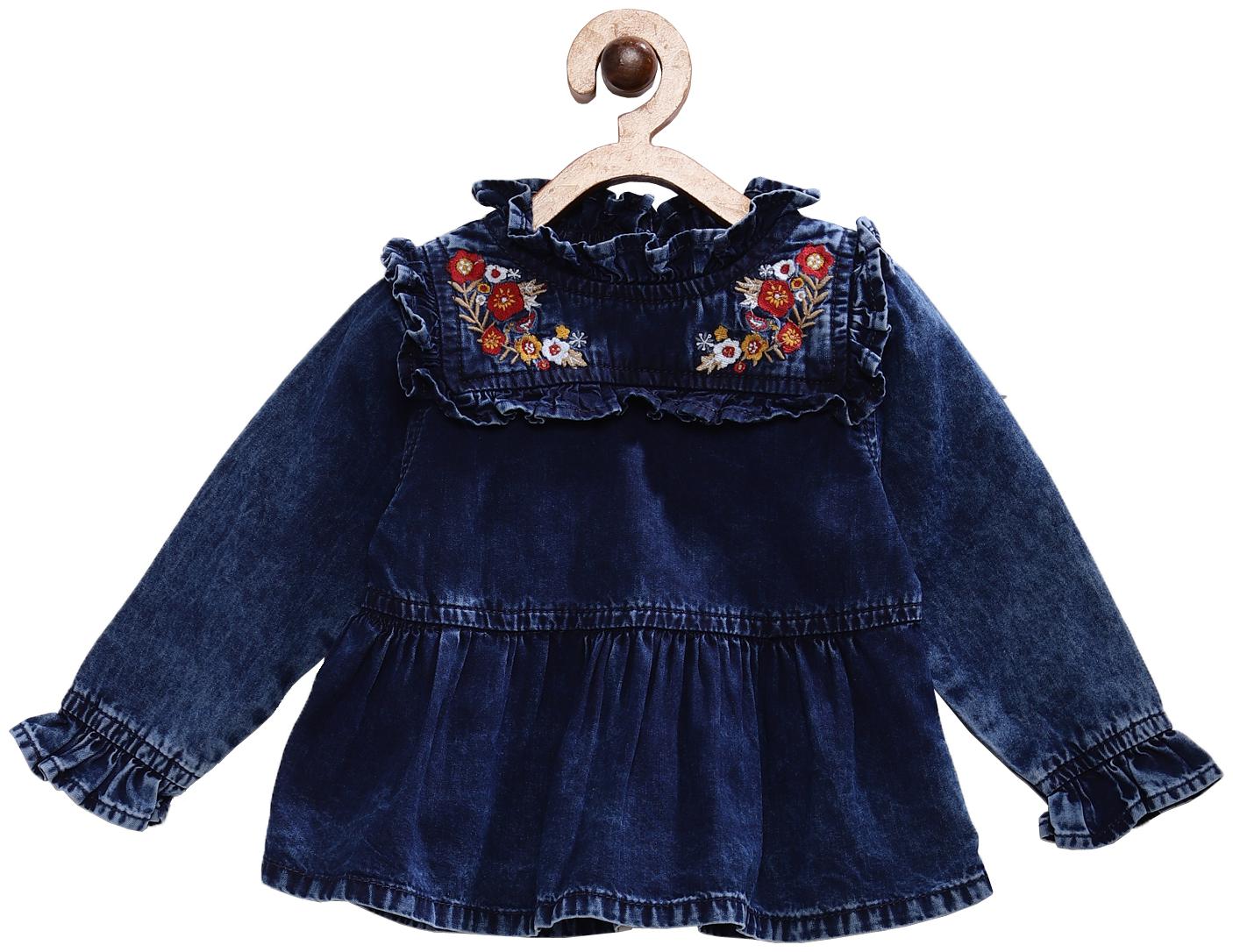 

Tales Stories Baby girl Cotton Solid Princess frock - Blue