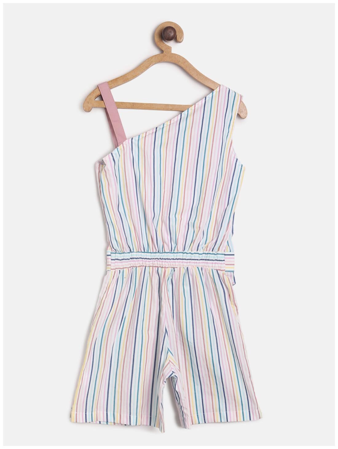 

Tales Stories Baby girl Cotton Striped Romper - Pink