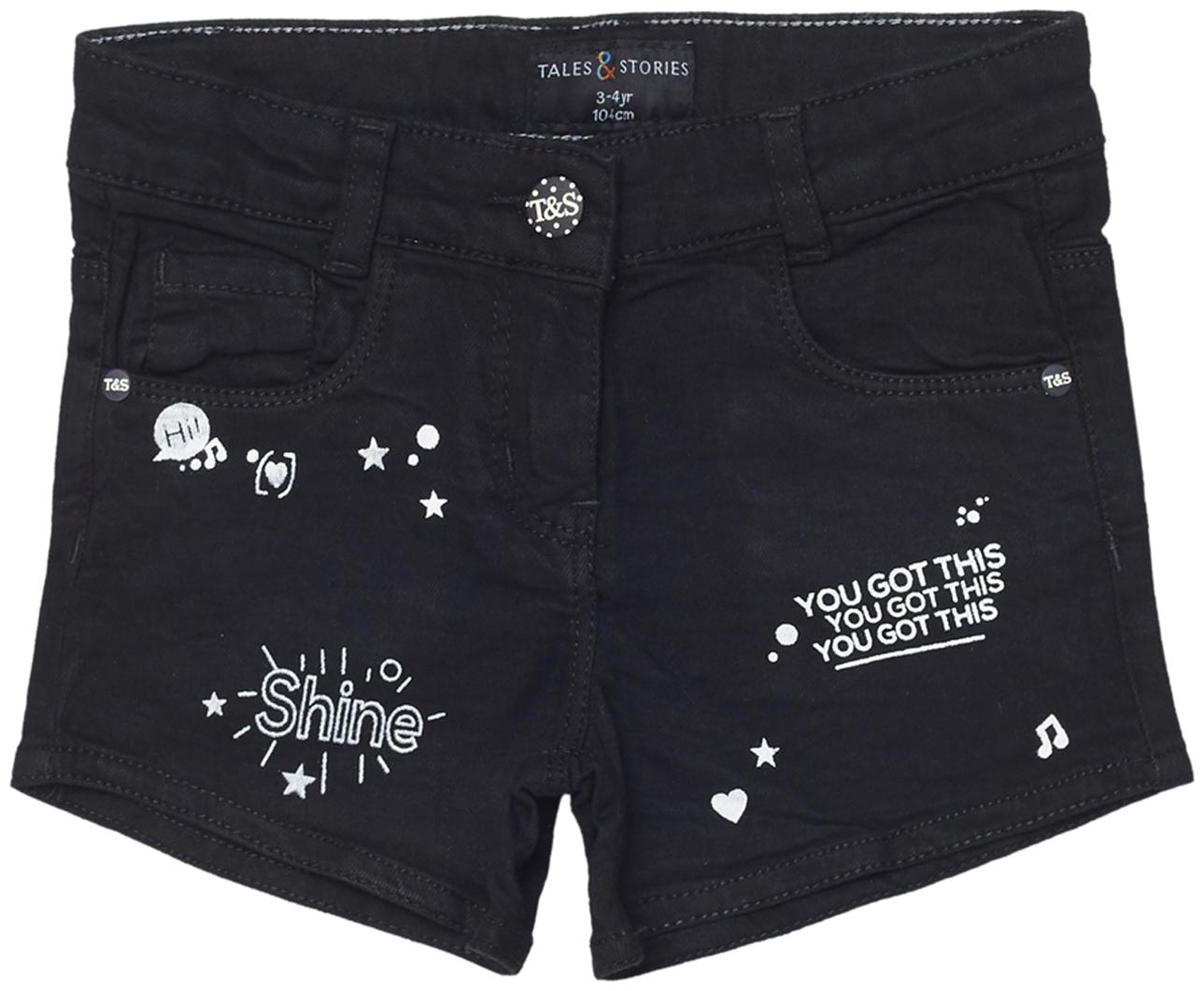 

Tales Stories Girl Cotton Solid Regular shorts - Black