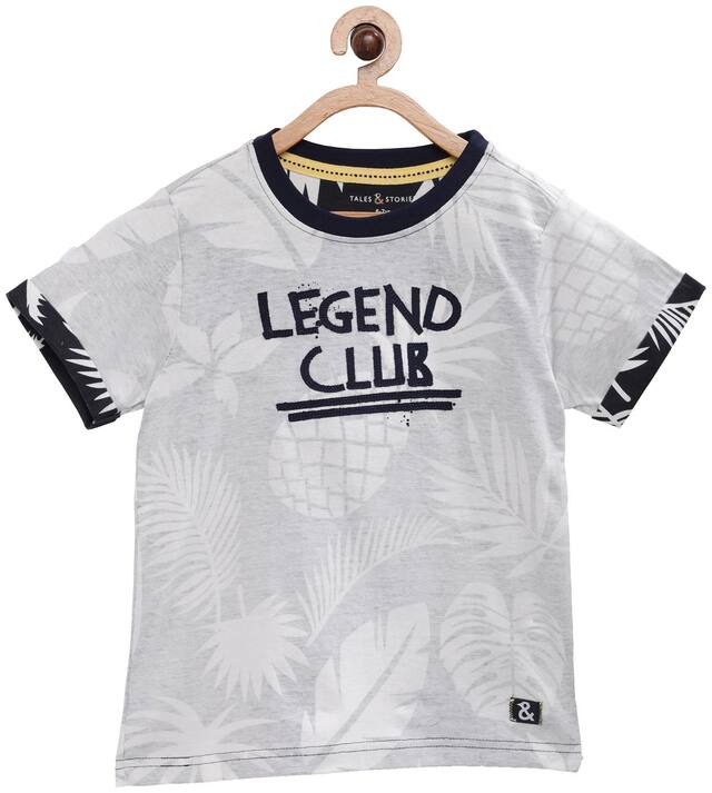Tales & Stories Boy Cotton Printed T-shirt - Grey
