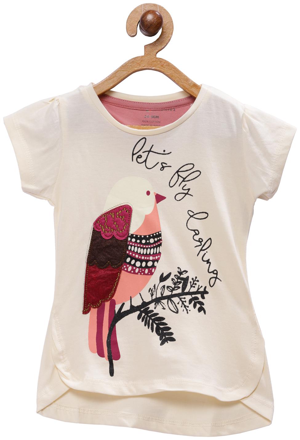 

Tales Stories Cotton Printed T shirt for Baby Girl - Beige