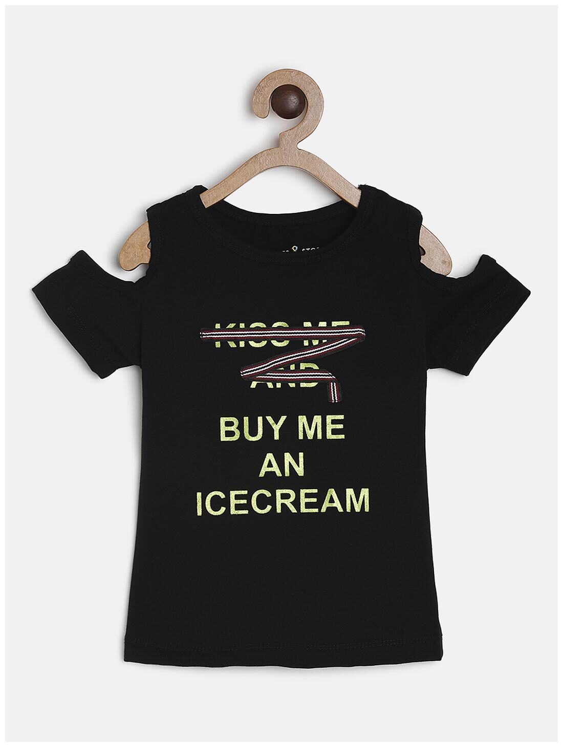 

Tales Stories Girl Cotton Printed T shirt - Black