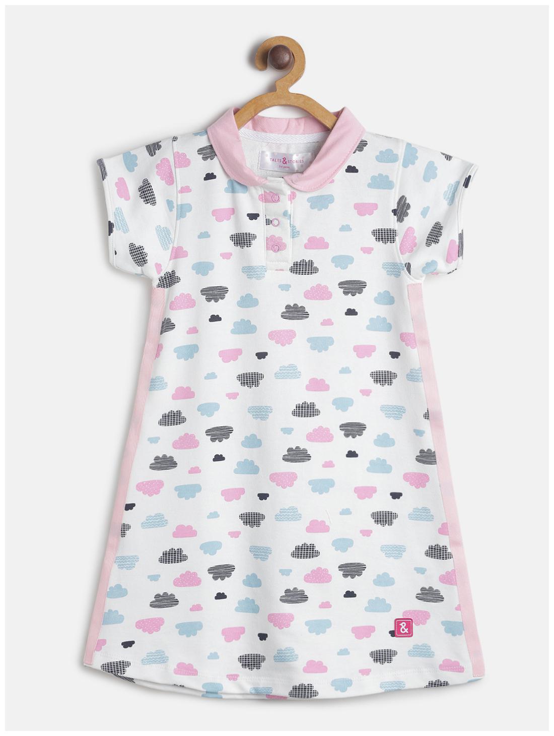 

Tales Stories White Cotton Blend Short Sleeves Knee Length Princess Frock ( Pack of 1 )