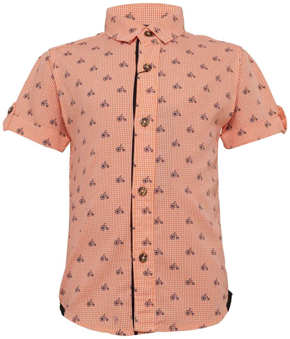 

Tales Stories Cotton Checked Shirt for Baby Boy - Orange