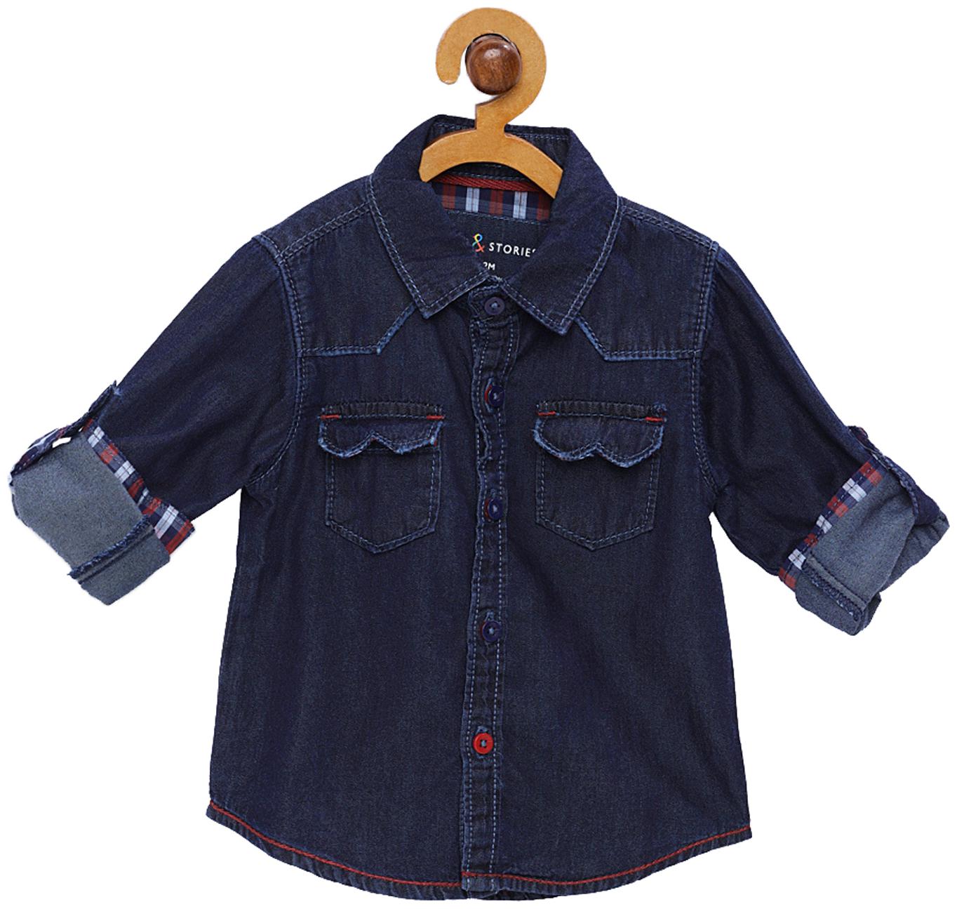 

Tales Stories Cotton Solid Shirt for Baby Boy - Blue