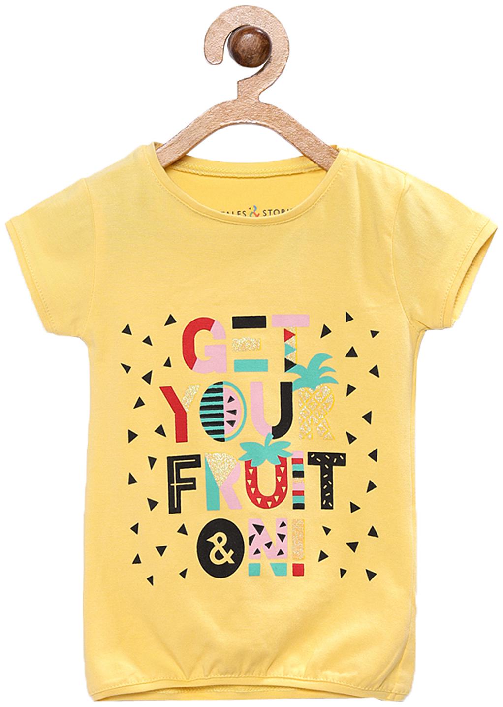 

Tales Stories Girl Cotton Printed T shirt - Yellow