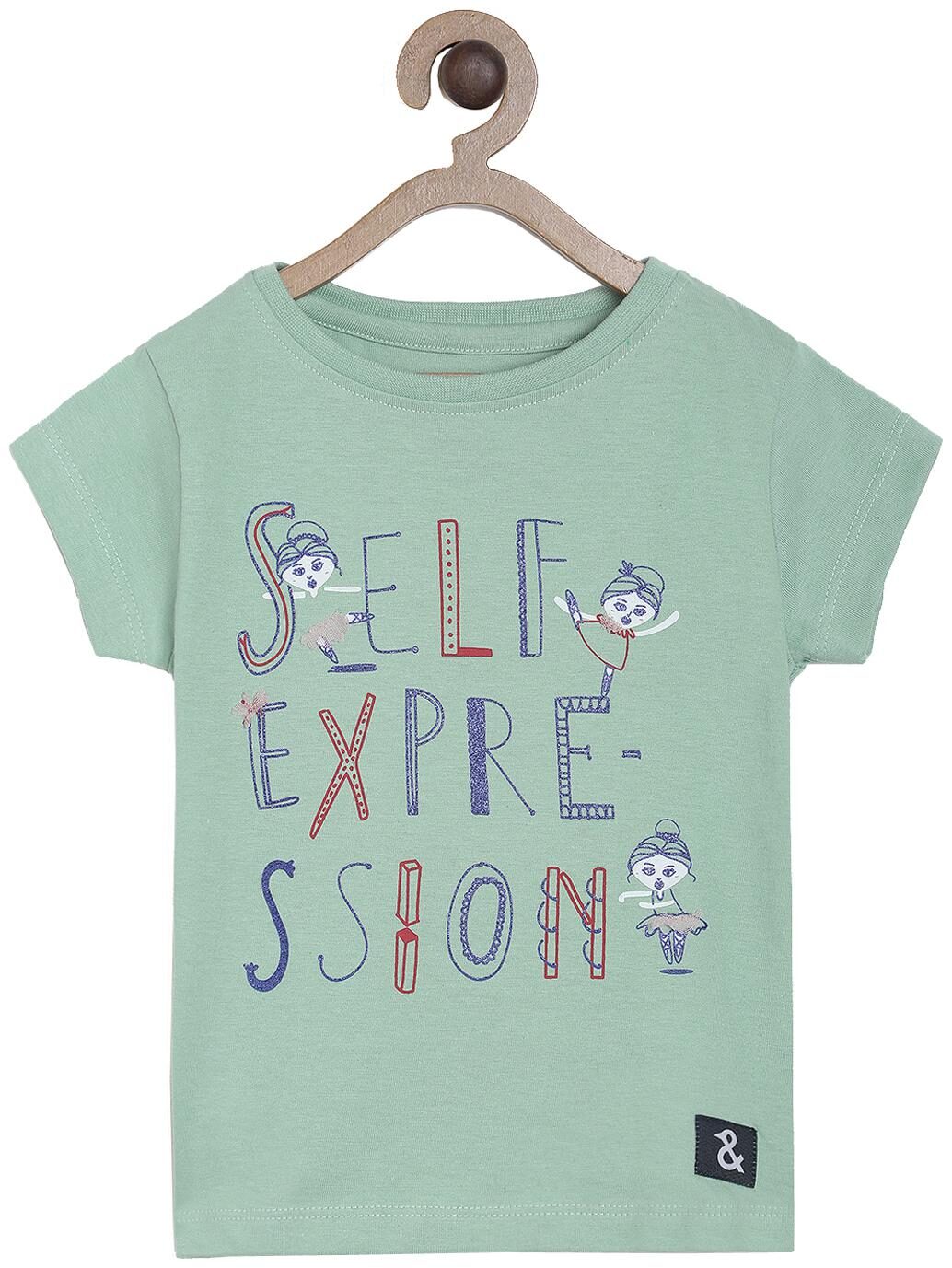 

Tales Stories Girl Cotton Printed T shirt - Green