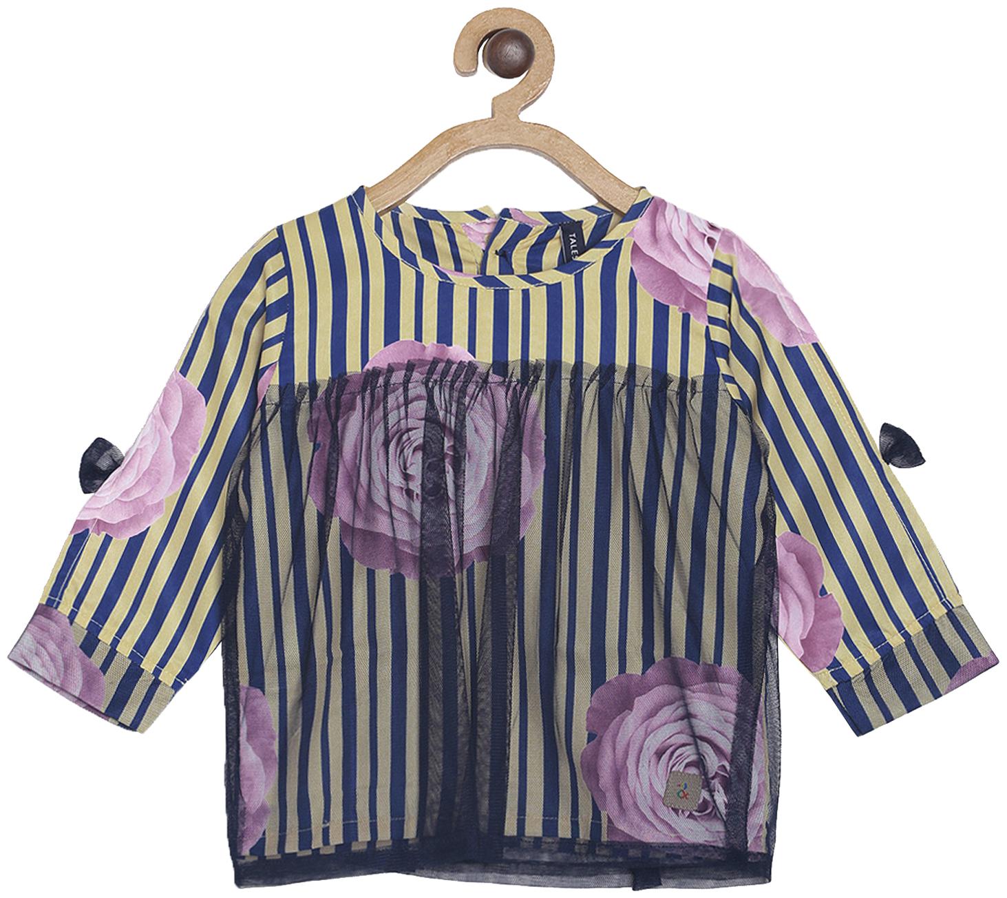 

Tales Stories Girl Cotton Striped Top - Multi