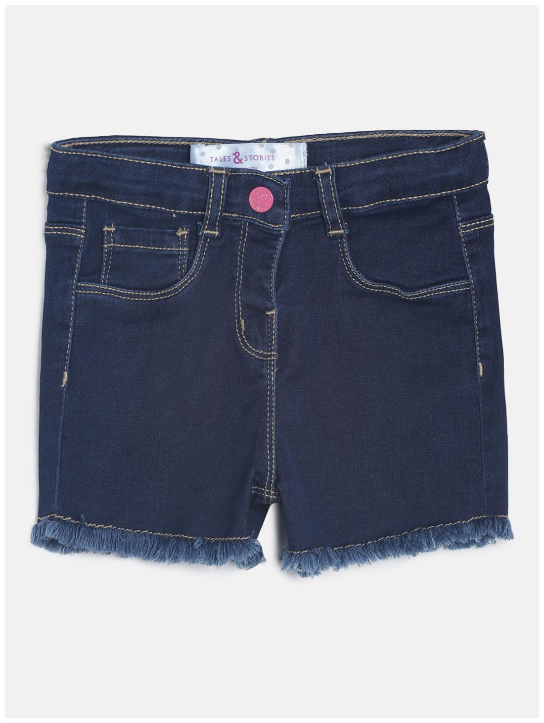 

Tales Stories Girl Cotton Solid Denim shorts - Blue
