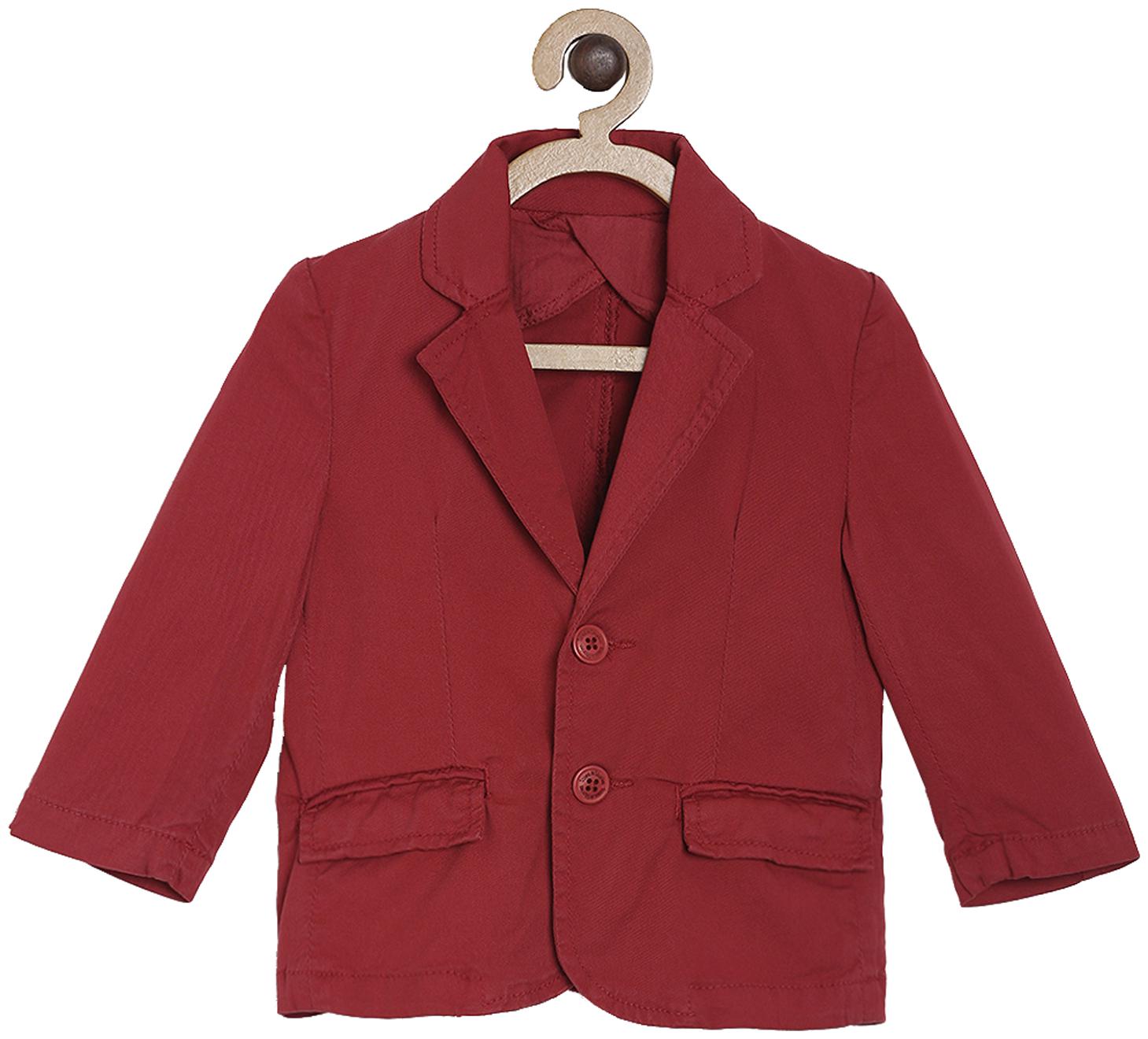

Tales Stories Boys Red Solid Regular Fit Single Breasted Casual Blazer