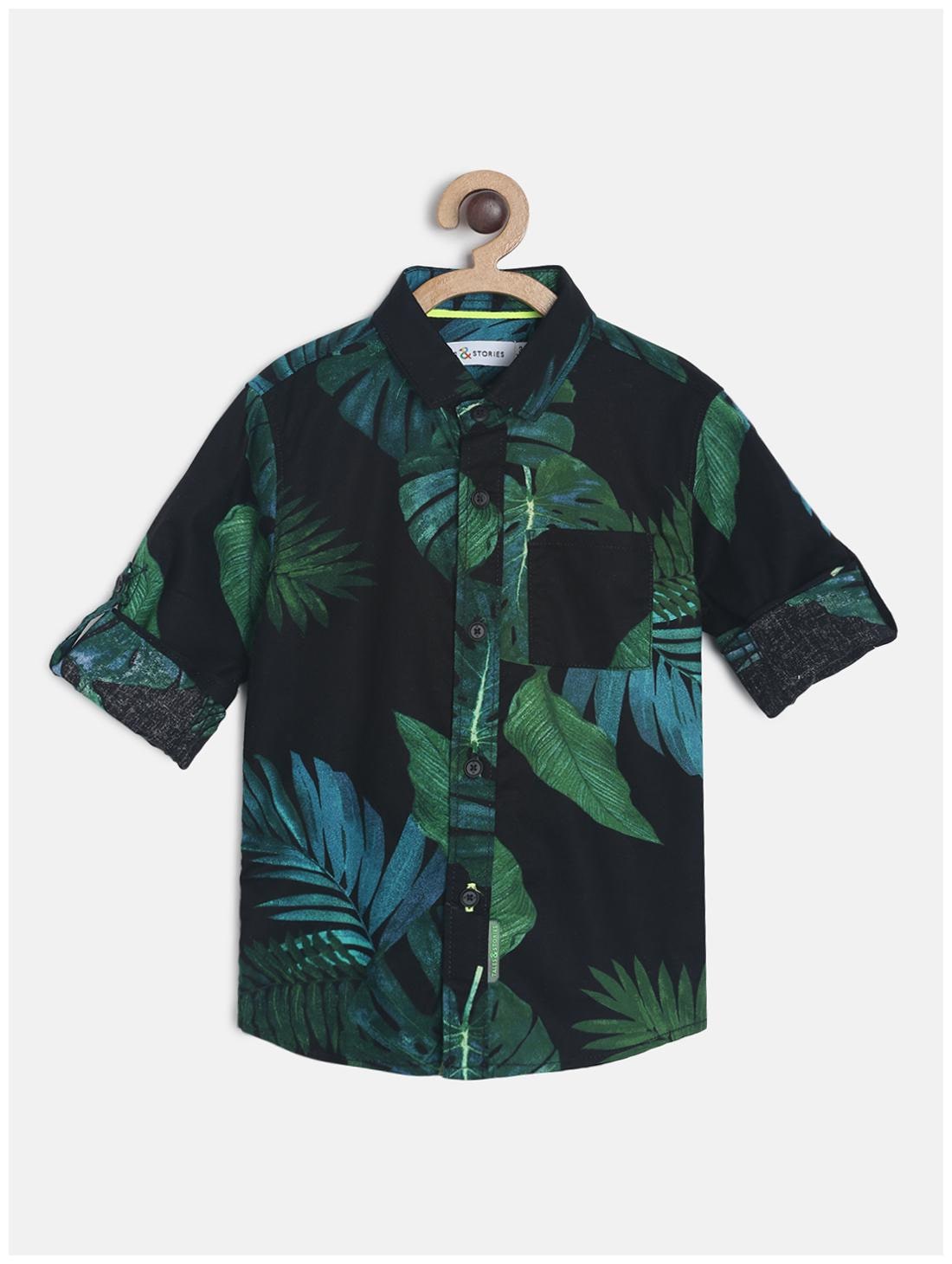 

Tales Stories Boy Cotton Floral Shirt Green