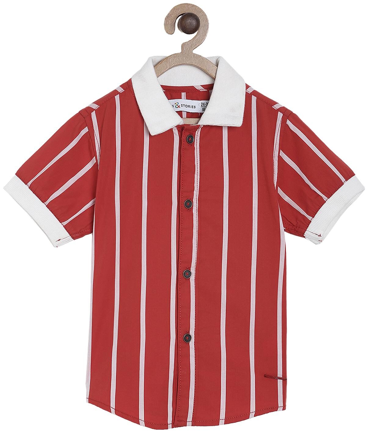 

Tales Stories Boy Cotton Striped Shirt Red