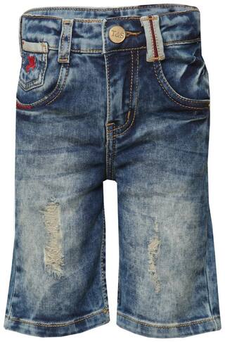 Tales & Stories Classic Blue Denim Distressed Shorts