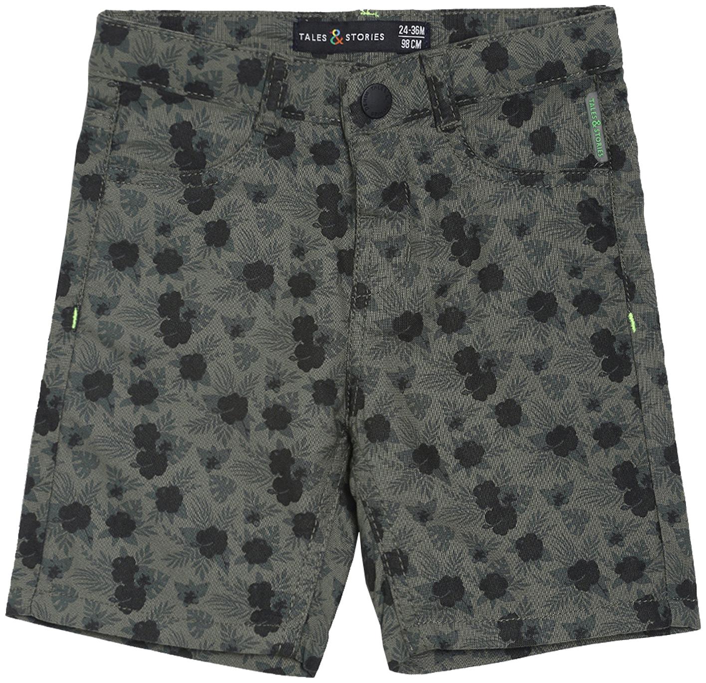 

Tales Stories Boys Green Floral Printed Regular Fit Cotton Shorts