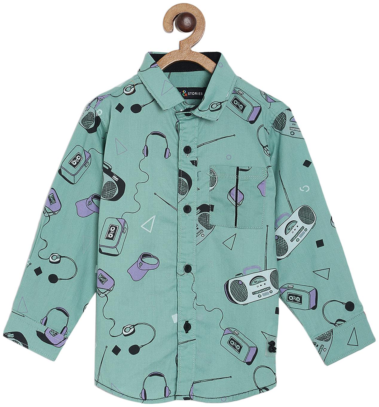

Tales Stories Boy Cotton Printed Shirt Green