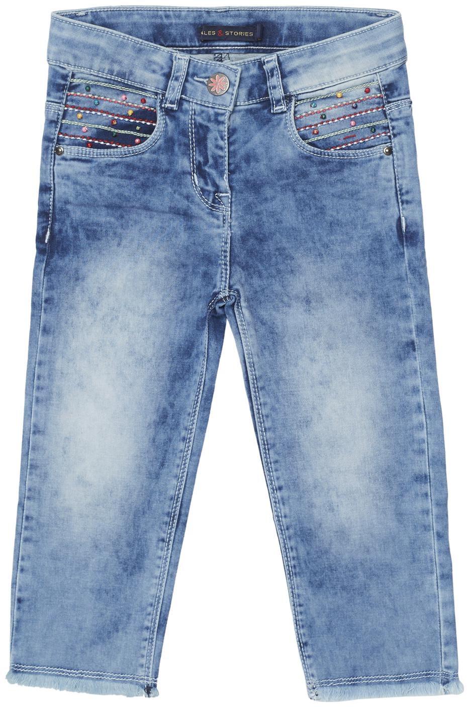 

Tales Stories Girl Cotton blend Solid Capri - Blue