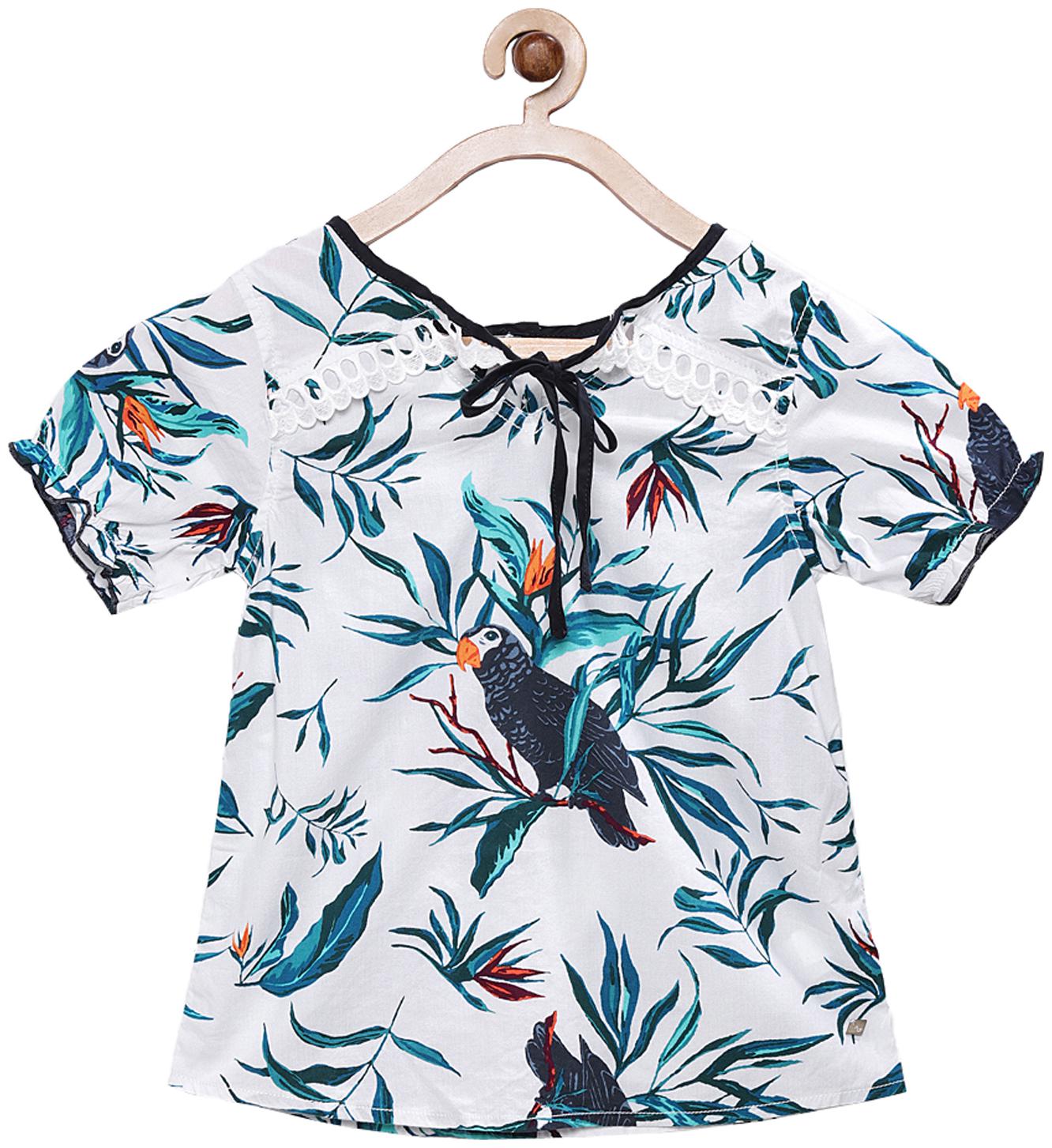 

Tales Stories Girl Cotton Printed Top - White