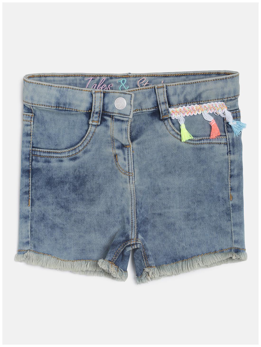 

Tales Stories Girl Cotton Solid Denim shorts - Blue