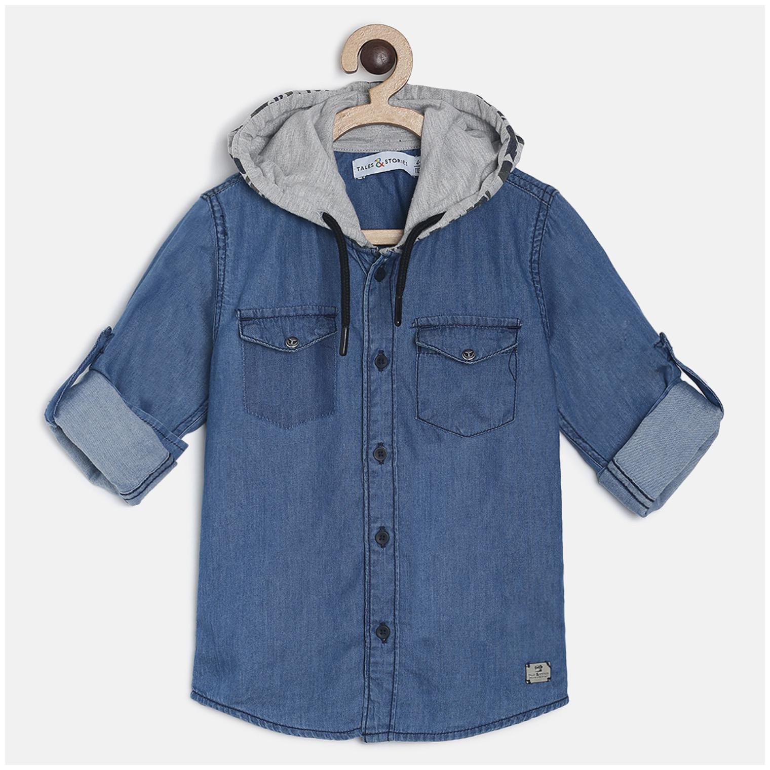 

Tales Stories Boy Cotton Solid Shirt Blue