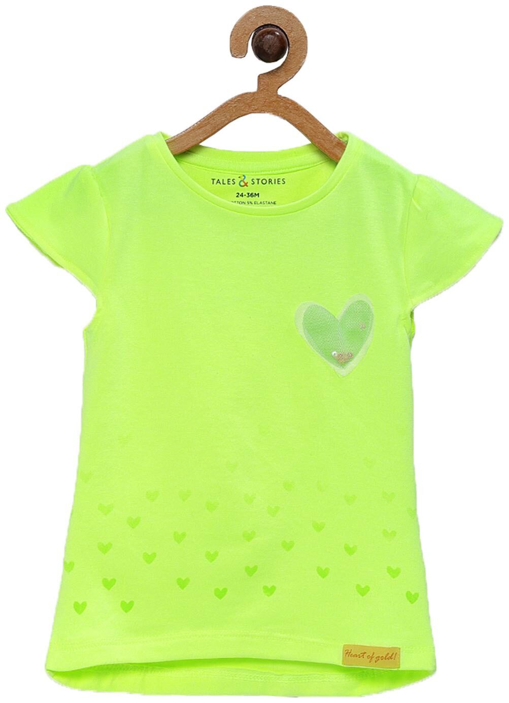 

Tales Stories Cotton Solid T shirt for Baby Girl - Green
