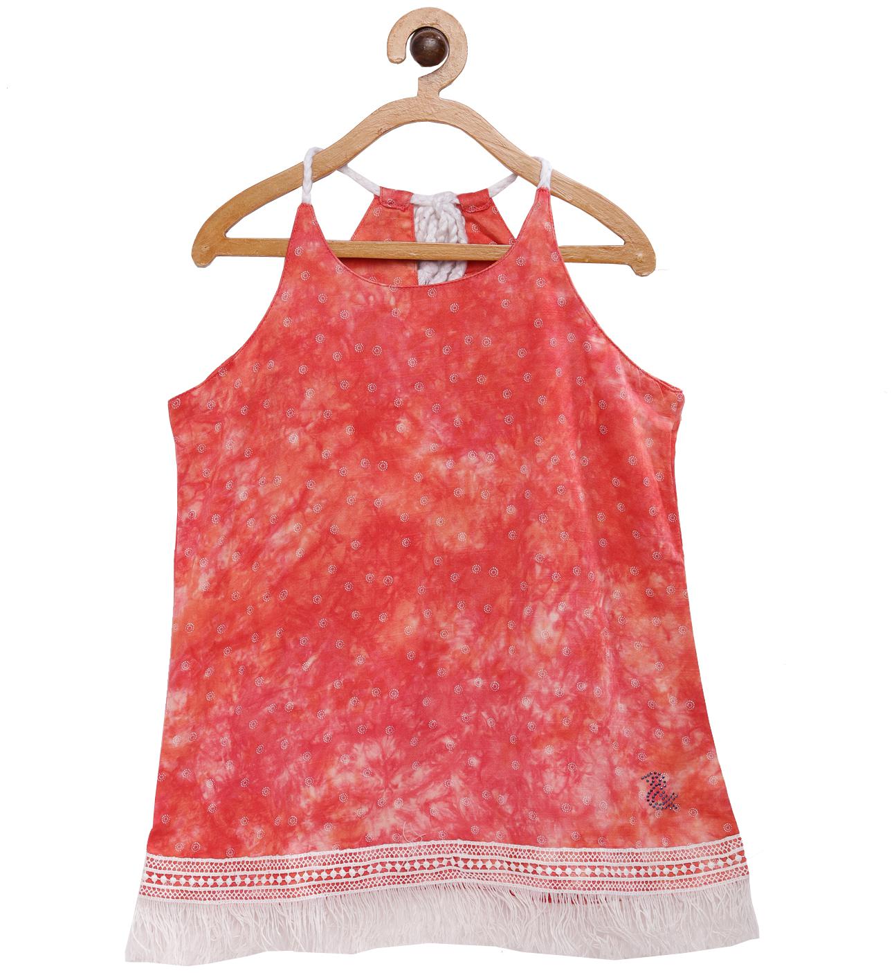 

Tales Stories Girl Cotton Printed Top - Orange