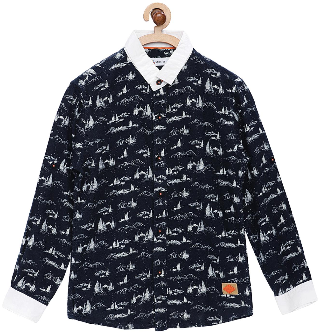 

Tales Stories Boy Cotton Printed Shirt Blue