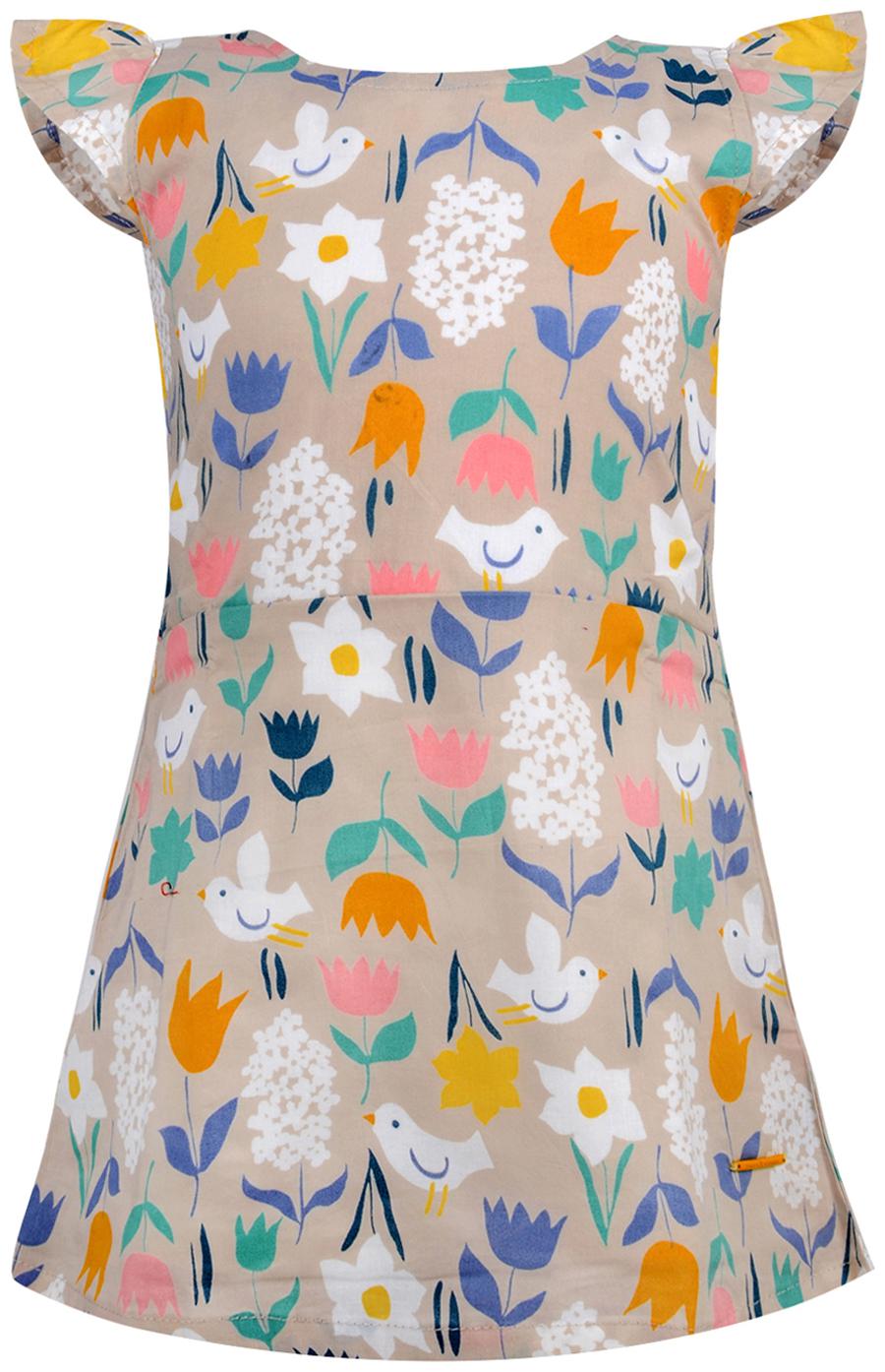 

Tales Stories Girls Beige Floral Printed A-Line Dress