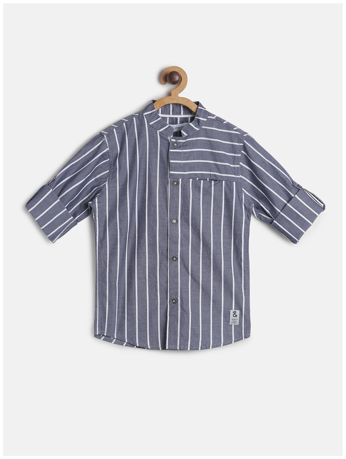 

Tales Stories Boy Cotton Striped Shirt Grey