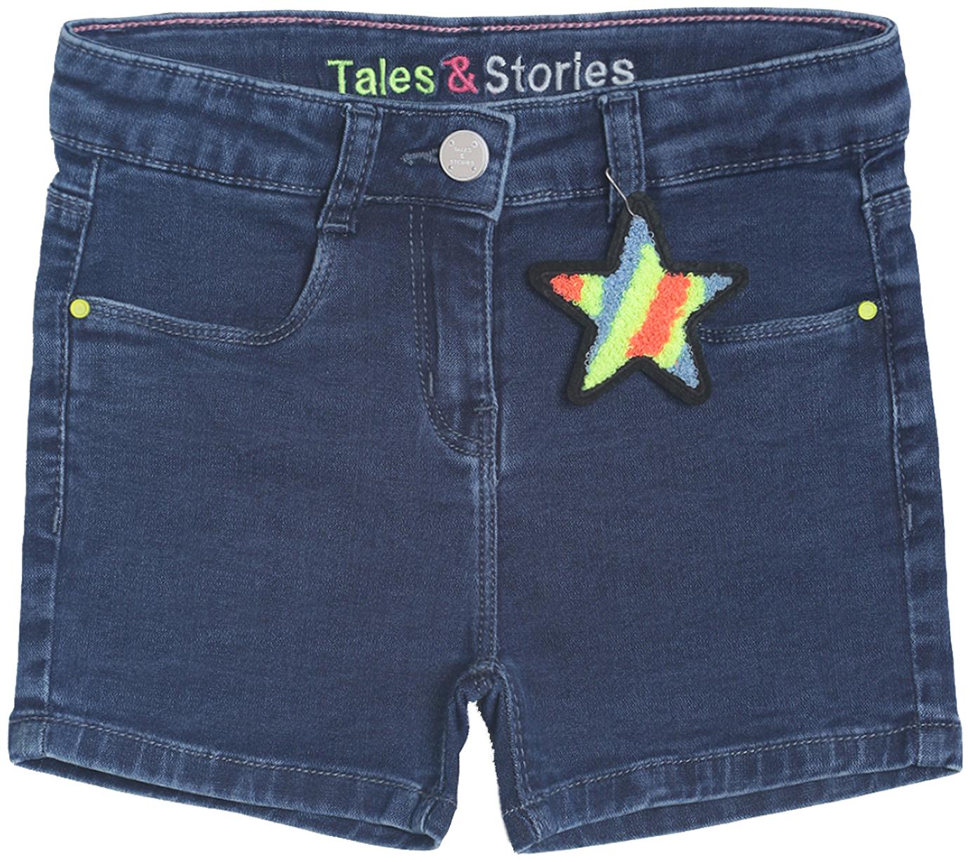 

Tales Stories Girl Cotton Solid Denim shorts - Blue