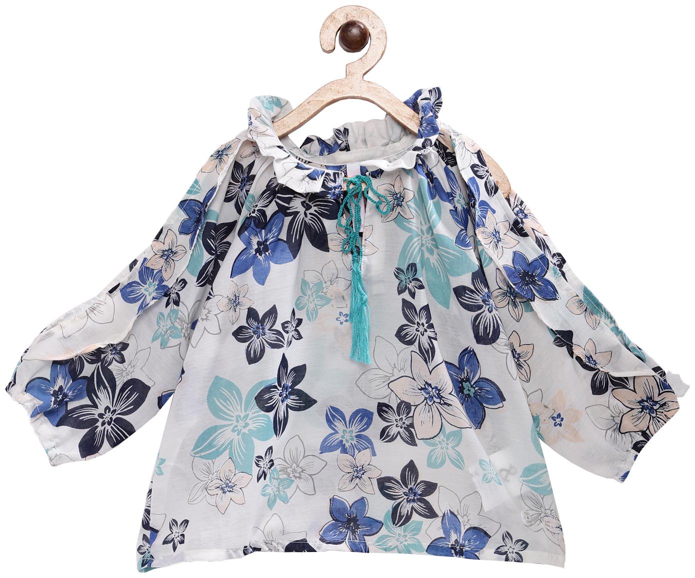 

Tales Stories Girl Cotton Floral Top - White