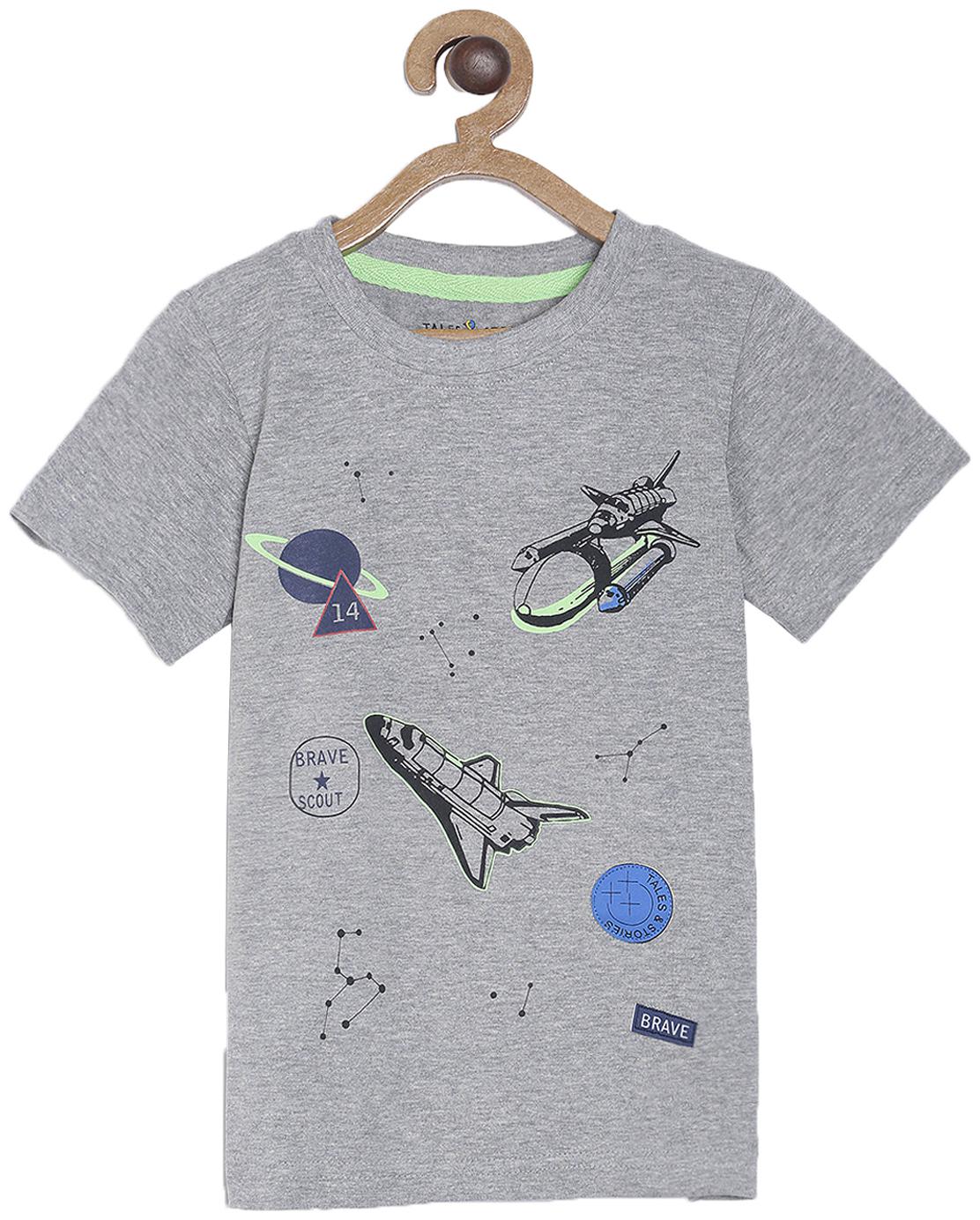 

Tales Stories Cotton Printed T shirt for Baby Boy - Grey