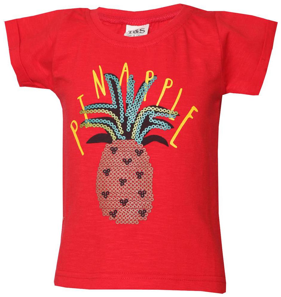 

Tales Stories Girl Cotton Solid T shirt - Red