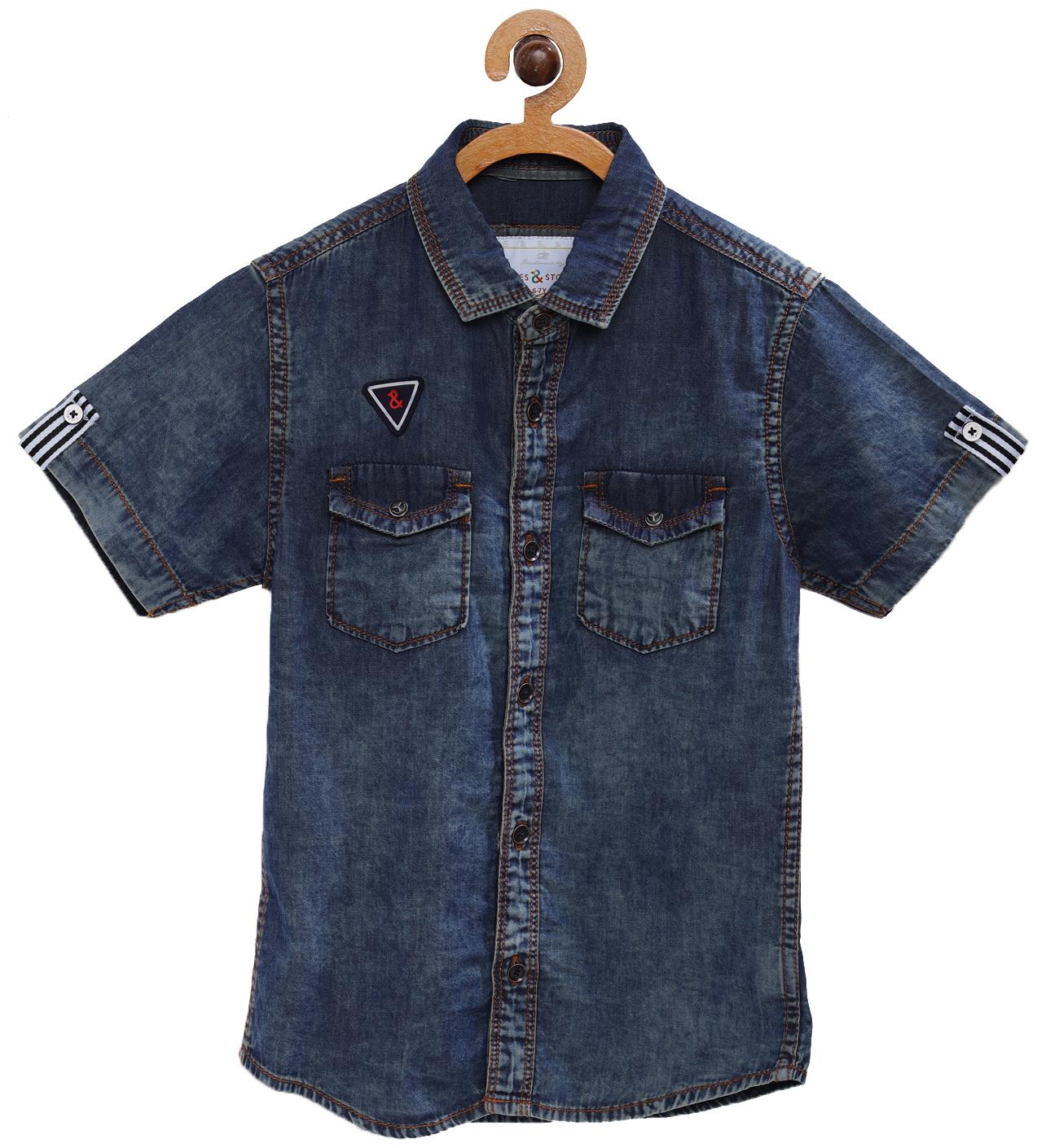 

Tales Stories Boy Cotton Solid Shirt Blue