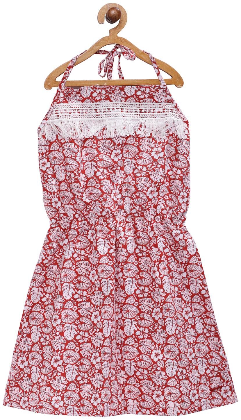 

Tales Stories Girls Red White Fit And Flare Dress Red