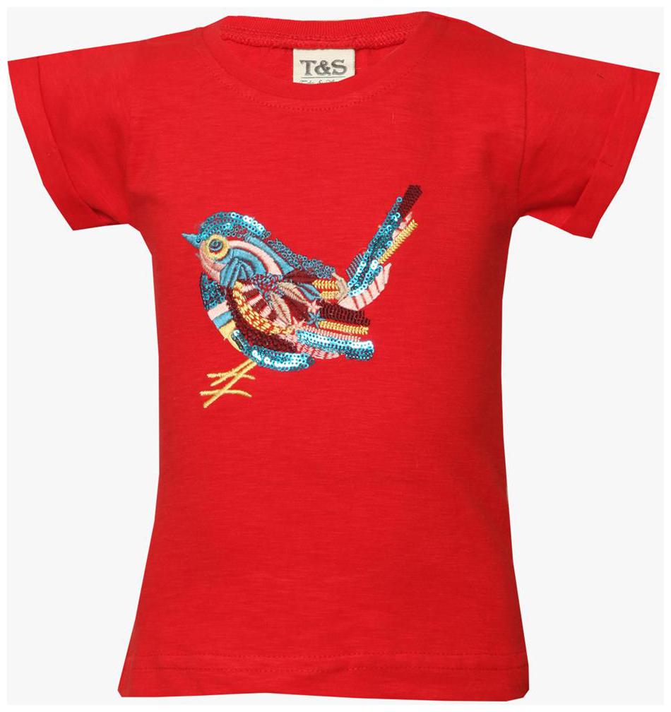 

Tales Stories Girl Cotton Solid T shirt - Red