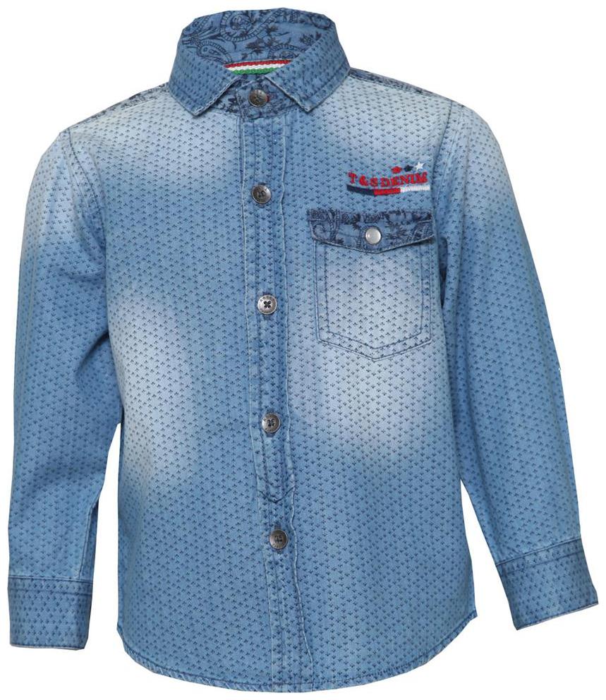 

Tales Stories Denim Solid Shirt for Baby Boy - Blue