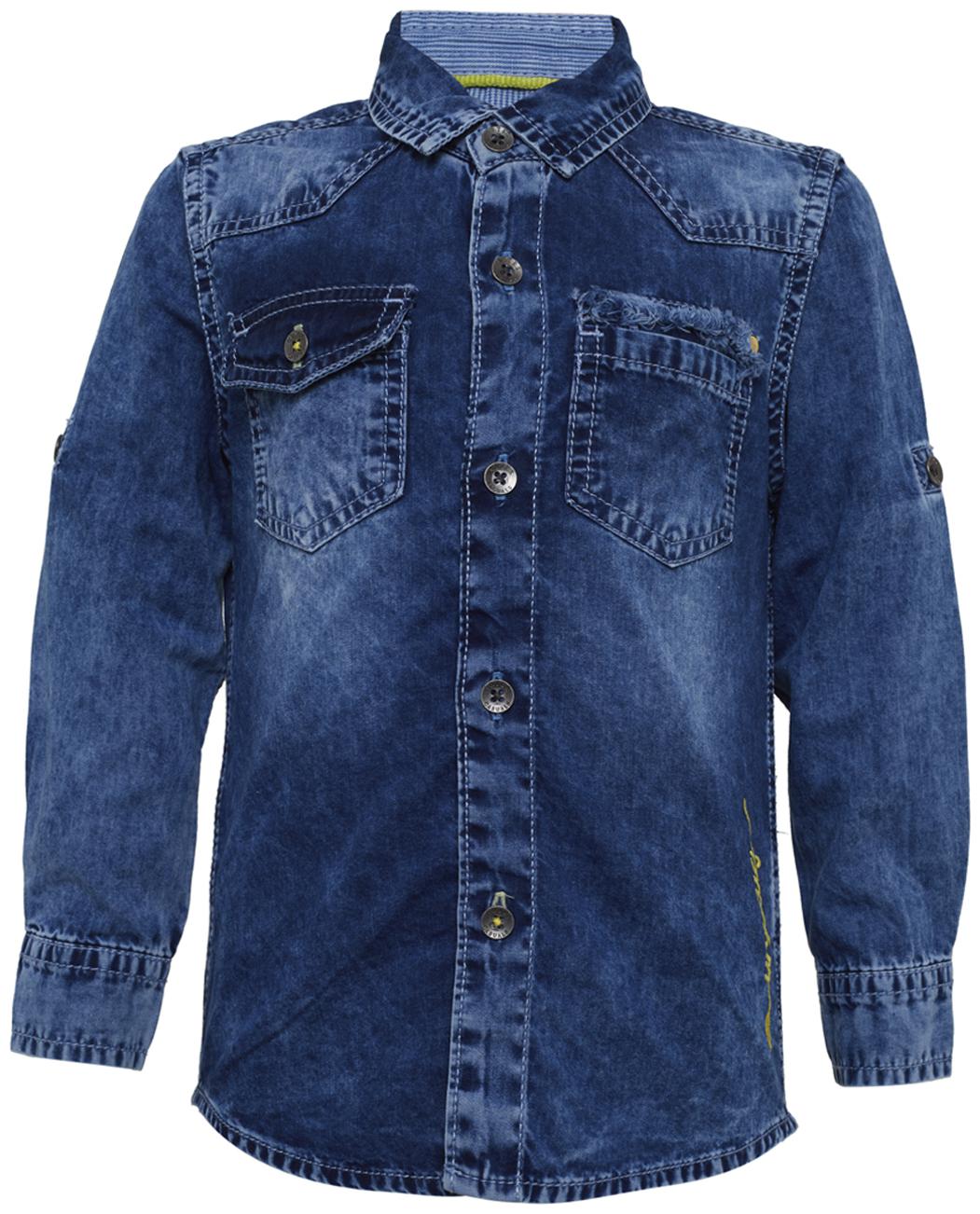

Tales Stories Boy Cotton Solid Shirt Blue